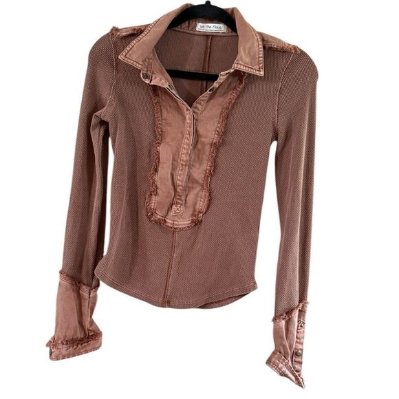 We The Free Brown Ruffled Fitted Blouse - Picture 8 of 9